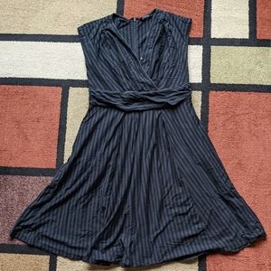 Black & grey striped dress with pockets
